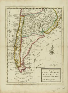 A Map of Chili, Patagonia, La Plata and ye South part of Brasil