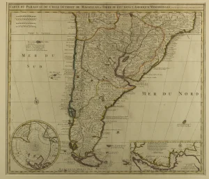 Carte du Paraguay, du Chili, Detroit de Magellan & Terre de Feu