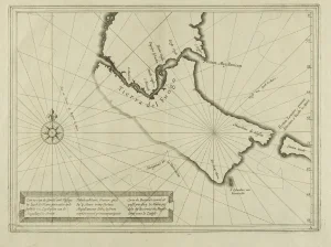 Caerte van de Straeten ende Passage by Iacob le Maire ghevonden ende beseijlt in't Zuydoosten van de Magallansche Straet (Map of the Le Maire Strait)