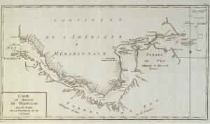 Carte du Detroit de Magellan avec les routes de la Boudeuse et de l Etoile