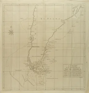A Chart of the Southern Part of South America with the track of the Centurion from the Island of St Catherine to the Island of Juan Fernandes