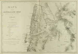 Mapa de la República de Chile desde el río Loa hasta el cabo de Hornos