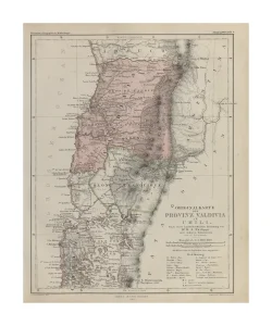 Originalkarte Provinz Valdivia in Chili - nach einer handschriftlichen Zeichnung von Dr R A Philippi und anderen Dokumenten