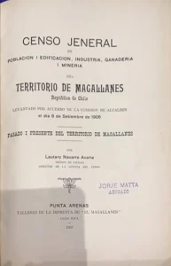 Censo Jeneral de Población i Edificación, Industria, Ganadería i Minería del Territorio de Magallanes, República de Chile